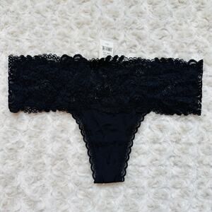 aerie black thong tanga lace underwear panties undies Small NEW